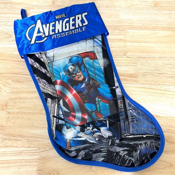 Marvel Avengers Captain America Satin Blue Holographic Christmas Stocking - Picture 7 of 11
